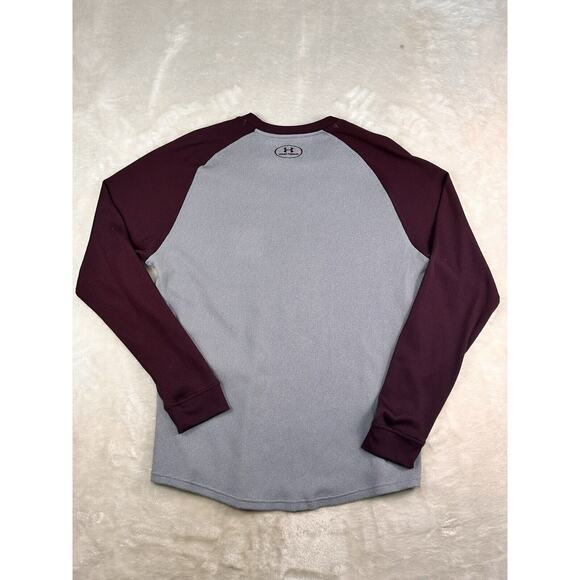 Under Armour T Shirt Large Adult Gray Thermal Waffle Knit Raglan Loose Mens L - Picture 2 of 5